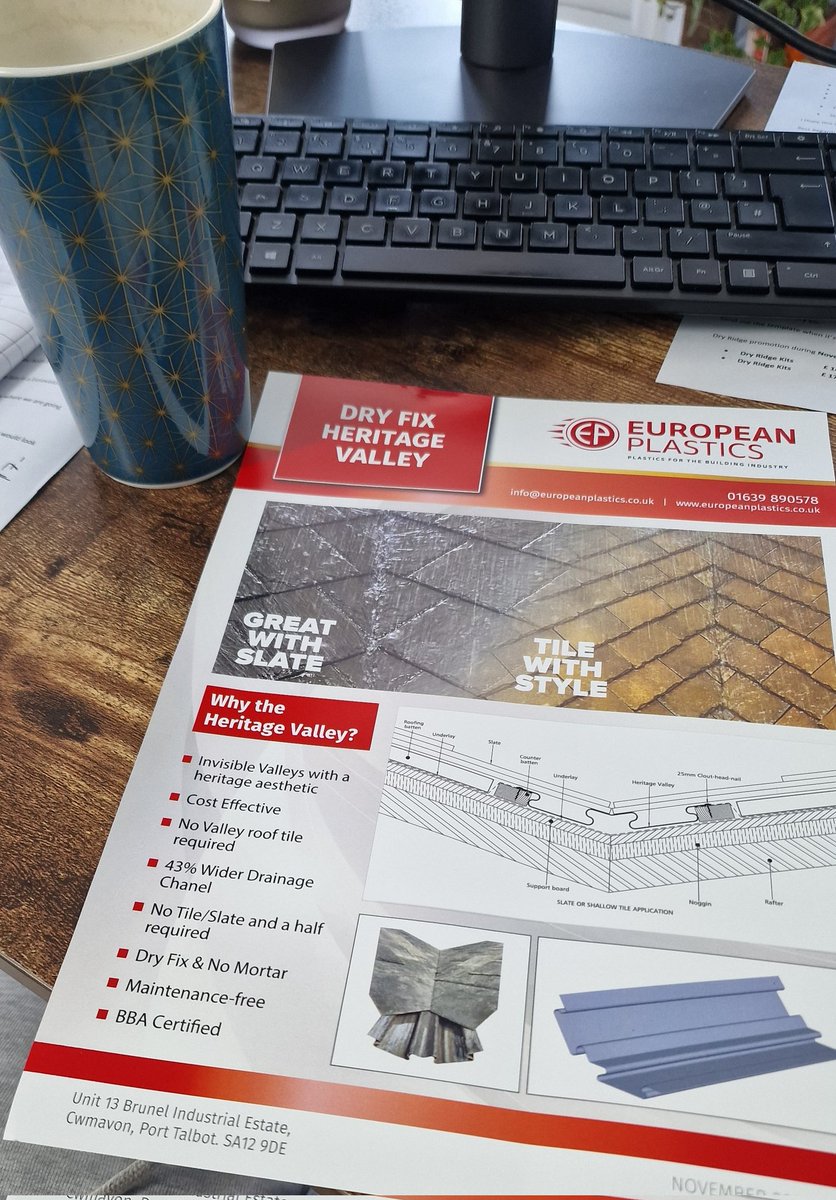 This mornings news paper from  <a href="/EuropeanPlastic/">European Plastics</a> 
The new Heritage Dry Valleys. Excited to get these moving 

Available here - 
dryvergeandrooflinedirect.co.uk/products/new-g…

#roofing #roofingcontractor #roofingexperts #coffee #morning #roofingtoday