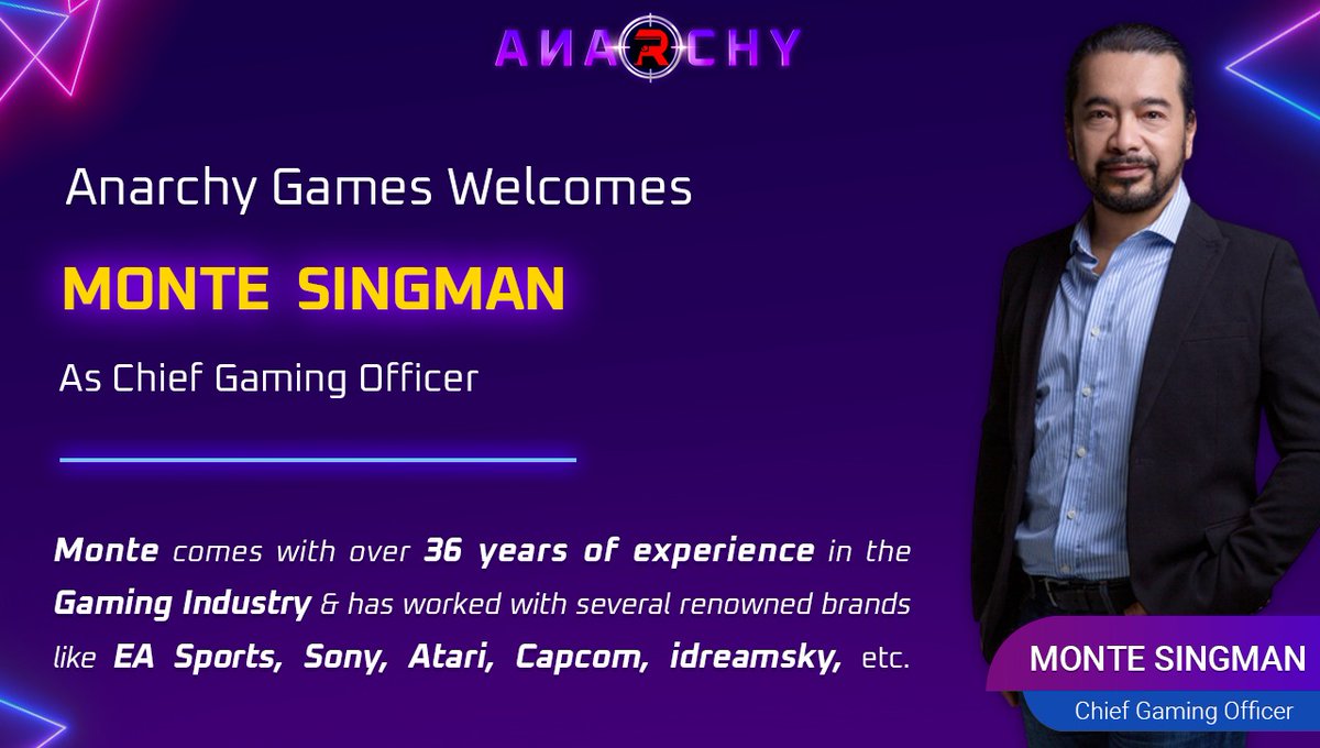 We are energized to have you on our team. We believe you will be able to use your skill sets and expertise to take #AnarchyGame to a new level. Welcome Aboard Ser! CGO - Anarchy <a href="/SingmanMonte/">MonteSingman</a>