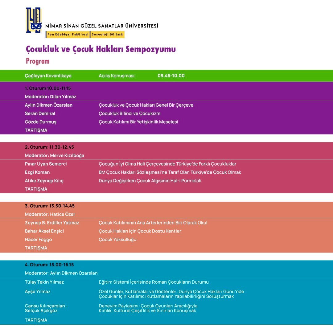 CSempozyumu's tweet photo. 18 Kasım tarihinde gerçekleşecek olan MSGSÜ Çocukluk ve Çocuk Hakları Sempozyumu tam programı yayınlandı.! 

18 Kasım tarihinde Cuma günü saat 10.00’da başlayacak olan sempozyum Akademik bildiri sunumlarından oluşmaktadır. Sempozyuma önceden kayıt yaptırmak gerekmemektedir.!📌 https://t.co/F1qF0L3ihy