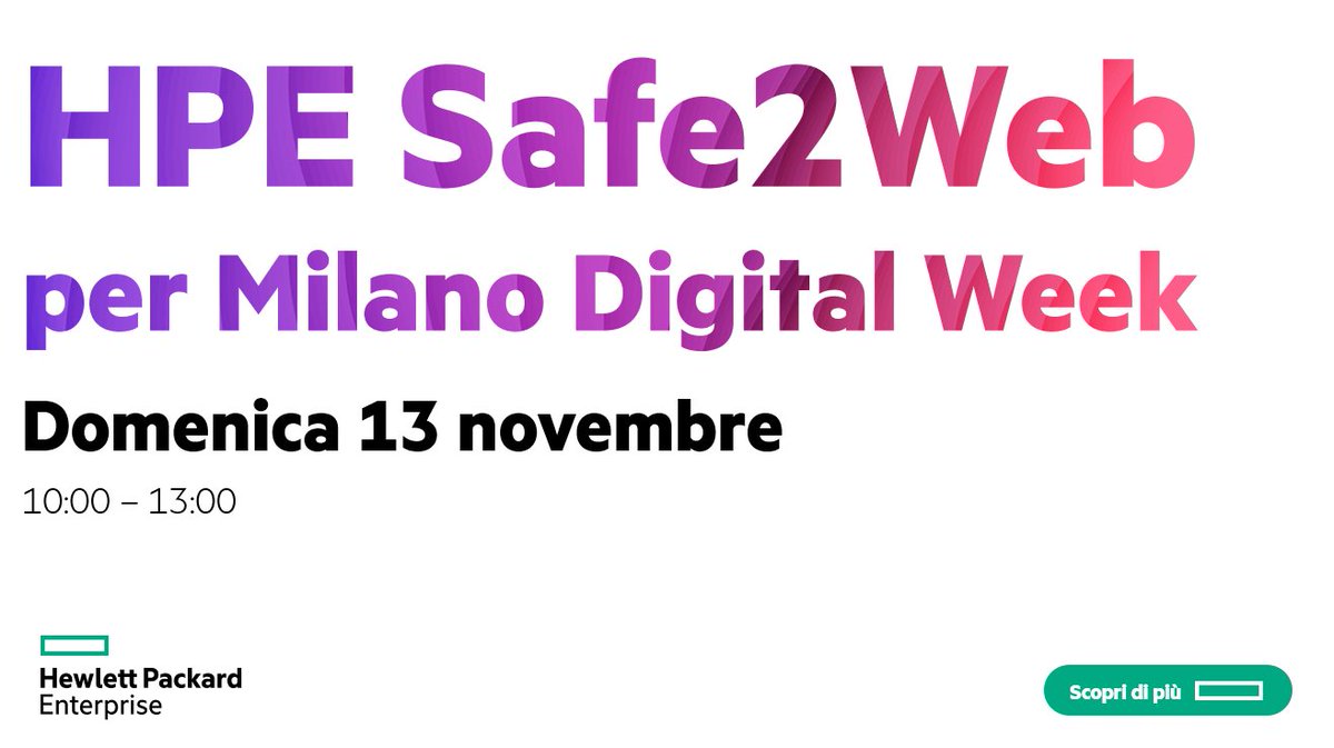 HPE_Italy's tweet image. HPE partecipa alla #MilanoDigitalWeek con #Safe2Web, il nostro workshop per i #giovani e i loro genitori dedicato all&apos;uso sicuro e consapevole di internet sui temi del #cyberbullismo, del #sexting e della #dataprivacy. Iscriviti qui hpe.to/6012Mv4Tq #MDW22 @MI_DigitalWeek