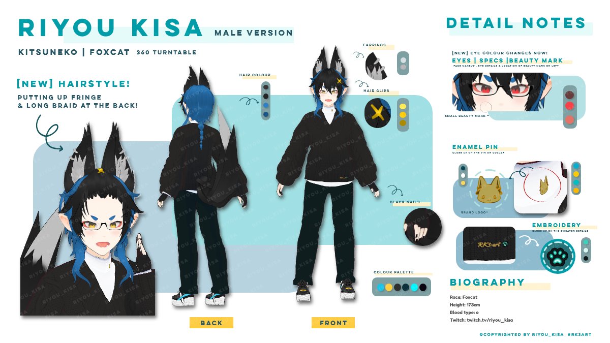 Riyou_Kisa's tweet photo. Ur temporary Rental BF is here haha! XD
#SGvtuber #EnVtuber #vtuber 
Ref sheet | Male Riyou 

Stream🕓:  Mon-Fri GMT+8
✉️: riyoukisa@gmail.com
🗃️: https://t.co/rHB14z9SWV｜🎨#RKILU｜🔴:#RK3Live｜Oshi: 🦊⚠️｜#RK3meme 
🎬:https://t.co/aI1Kl2zqvn https://t.co/KlOSBPyv9G