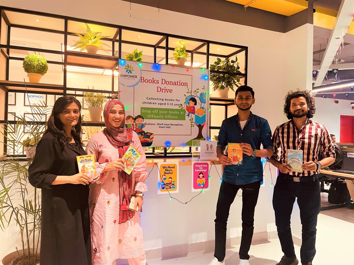 10PearlsPK's tweet photo. This week we were booked, quite literally! 📚😄Empower Foundation held an exciting Book Donation Drive across our offices in Pakistan to help children in underserved areas become active readers.💚
#BookDonationDrive #EmpowerFoundation #10Pearls #10PearlsPakistan https://t.co/H1BooLJOvN