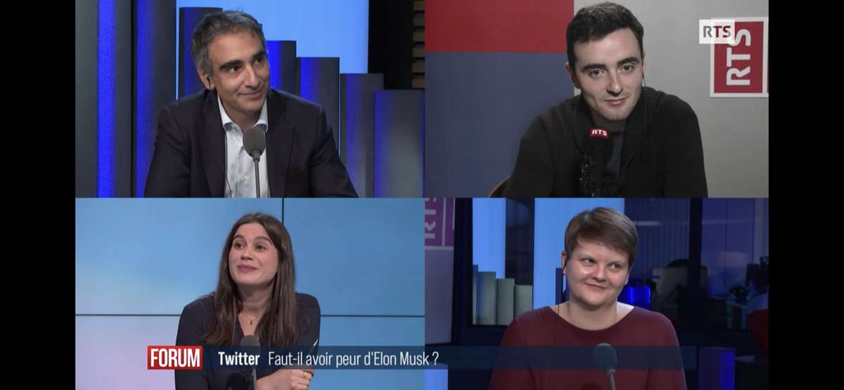 Faut-il quitter Twitter? Réponse dans ce débat passionnant jeudi soir à <a href="/Forum_RTS/">Forum (compte archivé)</a> avec <a href="/Ballymag/">Ballymag</a> <a href="/NicolasJutzet/">Nicolas Jutzet</a> et <a href="/TaniaSazpinar/">Tania Sazpinar</a> 
Forum -rts.ch/play/tv/redire…