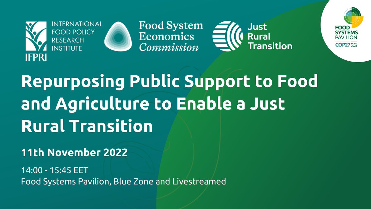 JRTransition's tweet photo. 🚨Don't miss it! 🚨
Join us in the #FoodSystemsPavilion TODAY for a discussion on redirecting public funding for food and #agriculture towards more sustainable, equitable, and resilient #FoodSystems! #ActionOnFood 

🗓️ Today, 11 Nov
⌚️ 14:00–15:45 EET
🔗 https://t.co/InIX4X55Qj https://t.co/pDRj8eAGyq