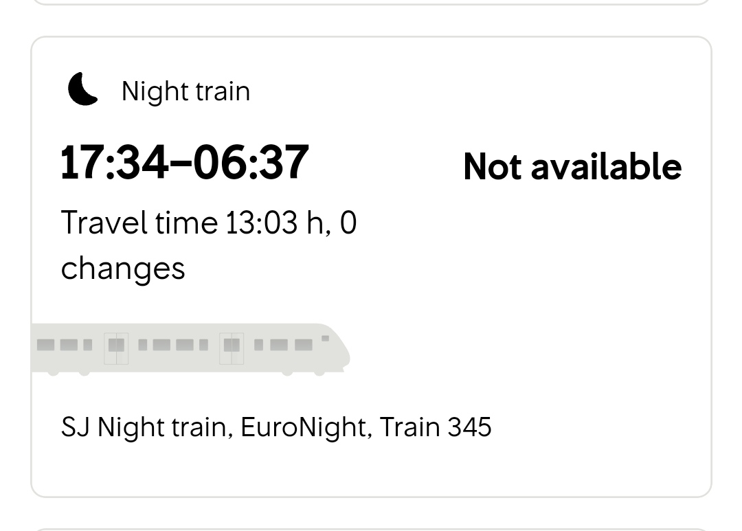 recbecec's tweet photo. @SJ_AB I'd like to book the night train Stockholm➡️Hamburg on 12/12. Does this mean it's booked or just a problem with the website still? https://t.co/Lv1dC1tY1z