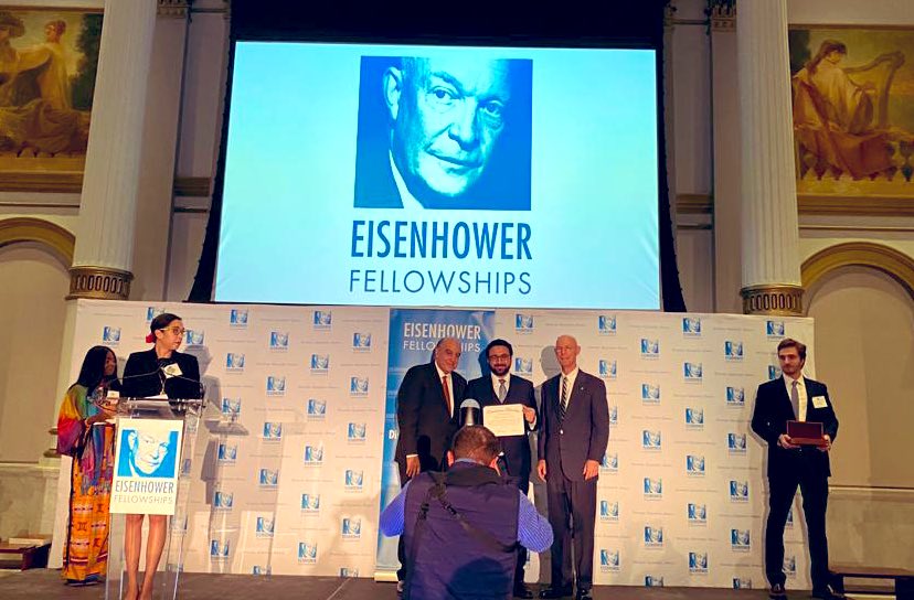 rsilpak's tweet photo. The RSIL Team congratulates @ovesanwar Director - RSIL, on the completion of the prestigious Eisenhower Fellowship. Mr. Anwar was awarded his Fellowship Pin by @EF_Fellows President George de Lama and Chair of the Trustees Exec. Committee James Hovey in a ceremony in Philadelphia https://t.co/XAqCg7poyI