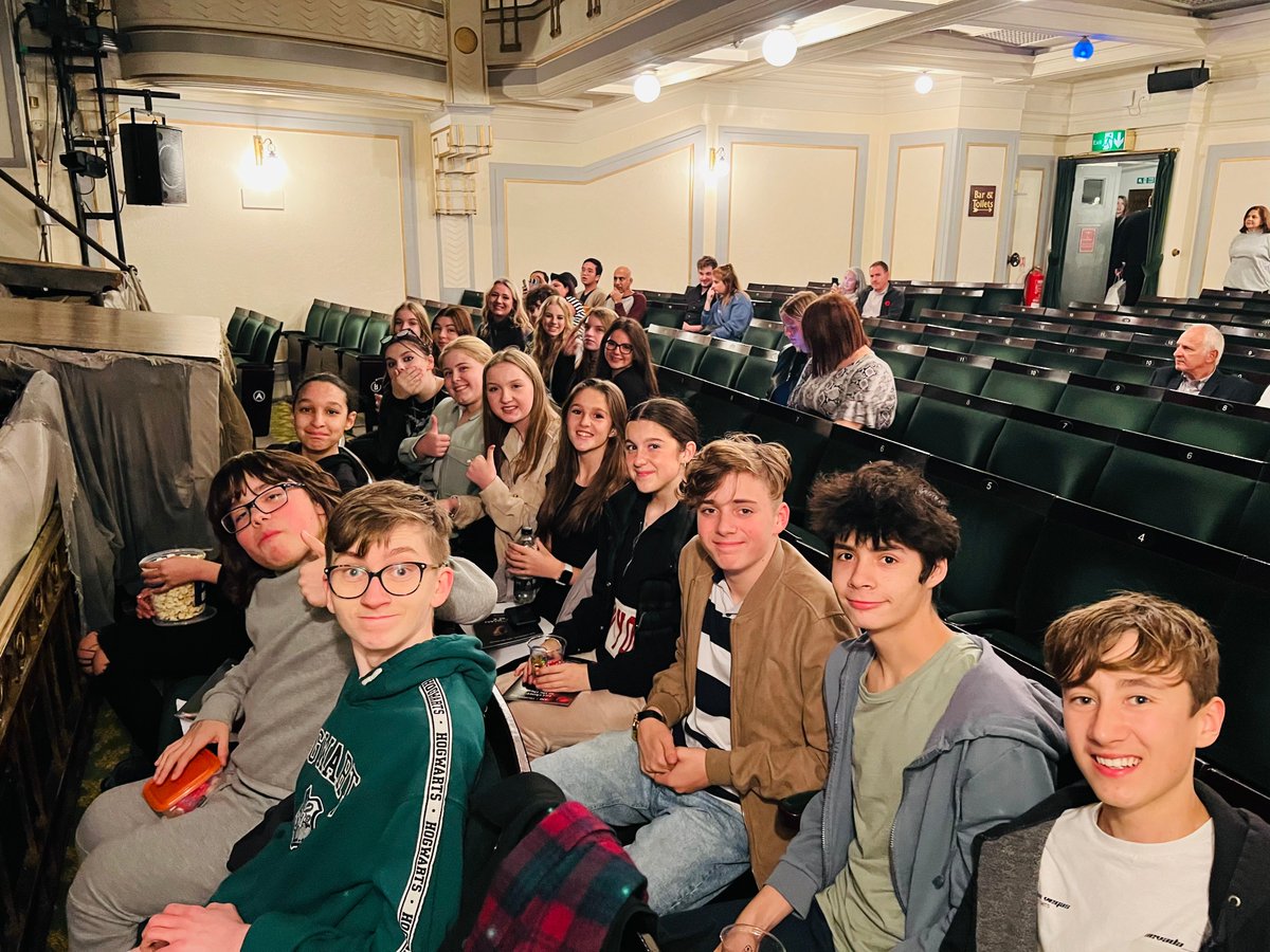 stcleresarts's tweet photo. Some of our students pre-show, as we St Clere's visit The Woman in Black. Hearing that this might be the last season of the show in London. 😔 #TheWomaninBlack https://t.co/dC9MlQNW1B