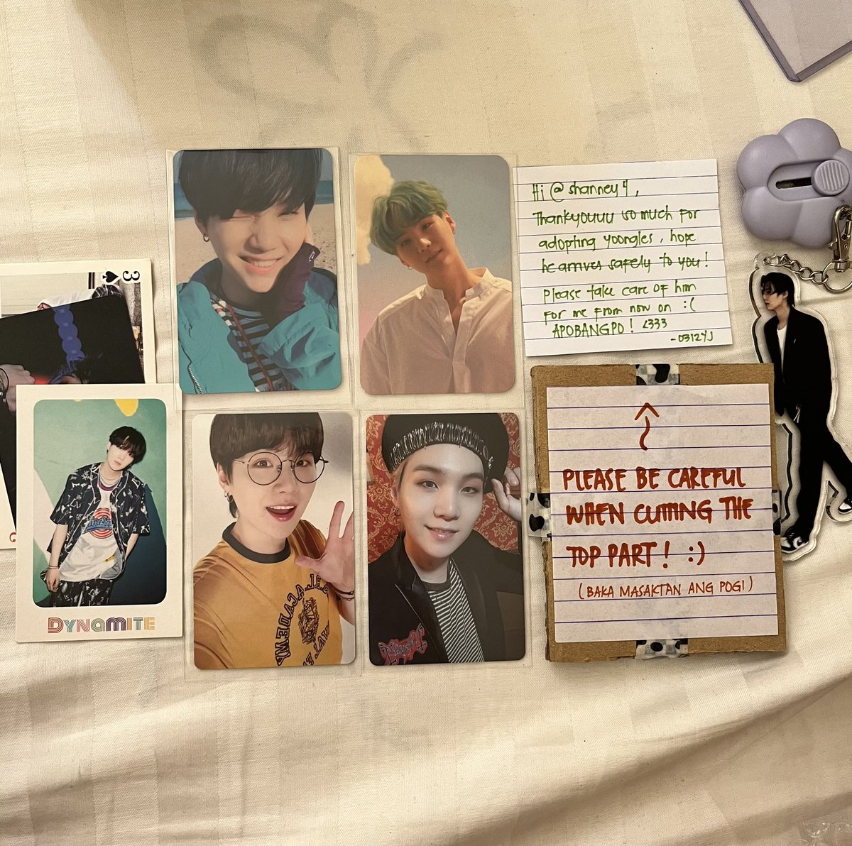 shanney4's tweet photo. Thank you @0312YJ I’m finally a Yoongi Ulap haver. Thanks for packing the pcs safely 💜 https://t.co/I5P62EB2nI