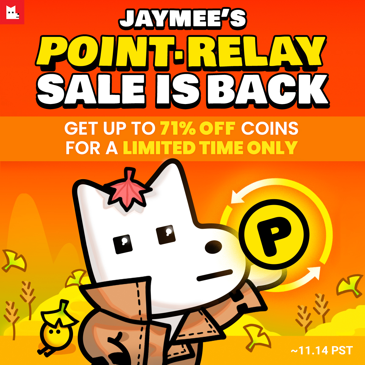 LezhinComics_US's tweet photo. 🔔𝗘𝗩𝗘𝗡𝗧 𝗔𝗟𝗘𝗥𝗧🔔 JAYMEE’S 🏷️Coin Relay🏷️ is back for a 
limited time!

Get 𝟳𝟭% off Coins by using your points!
➡️ https://t.co/Zs0Wyy9gmb

🗓️Event Period: 11/11~11/14 (PST)

#coinevent #lezhincomics
#coinsale  #pointrelay https://t.co/4x2rJwC4a2