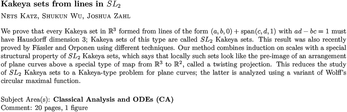 arxiv.org/abs/2211.05194…
N Katz et. al.
Kakeya sets from lines in $SL_2