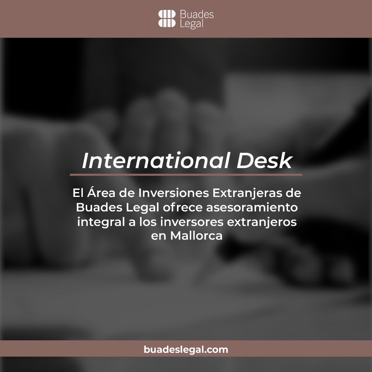 🟤 El International Desk de #BuadesLegal comprende el asesoramiento integral de inversiones realizadas por personas jurídicas y naturales de otros países, teniendo su principal actividad en cuestiones de Derecho Mercantil y Derecho Inmobiliario.

buadeslegal.com/legal_areas/in…
