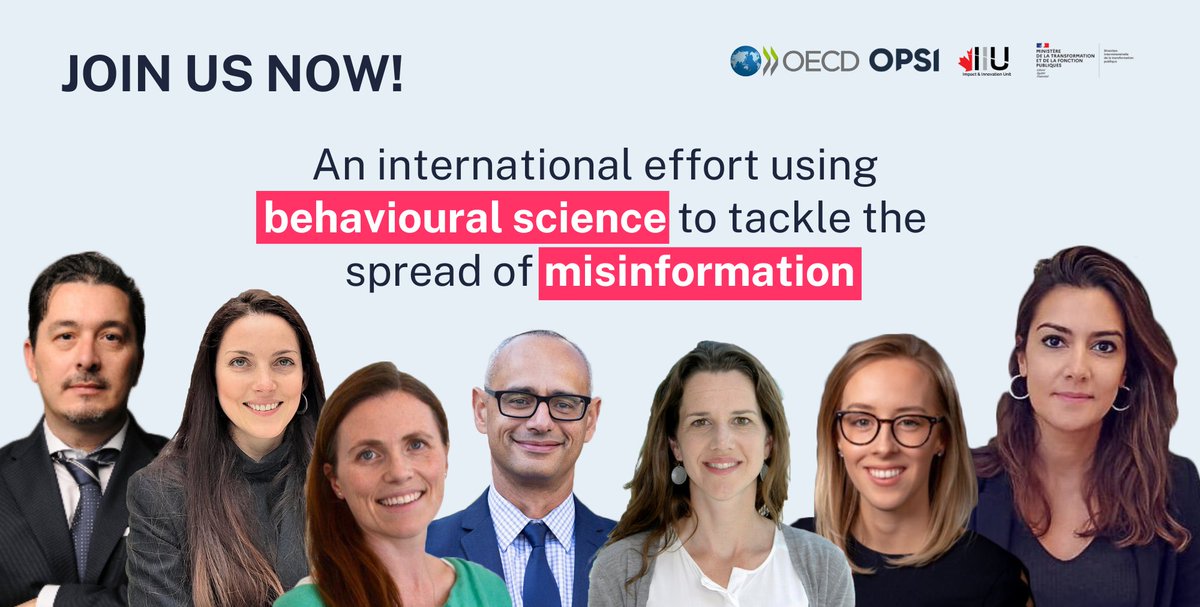 OECD Observatory of Public Sector Innovation (@opsigov) on Twitter photo 📢We are LIVE🔴Tune in for the launch of the <a href="/OECD/">OECD ➡️ Better Policies for Better Lives</a> <a href="/impact_innovEN/">Impact Canada</a> <a href="/_DITP/">Transformation publique</a> report on the use of #behaviouralscience to tackle the spread of #misinformation & #disinformation online.
Join ➡ meetoecd1.zoom.us/webinar/regist… 📢We are LIVE🔴Tune in for the launch of the <a href="/OECD/">OECD ➡️ Better Policies for Better Lives</a> <a href="/impact_innovEN/">Impact Canada</a> <a href="/_DITP/">Transformation publique</a> report on the use of #behaviouralscience to tackle the spread of #misinformation & #disinformation online.
Join ➡ meetoecd1.zoom.us/webinar/regist…