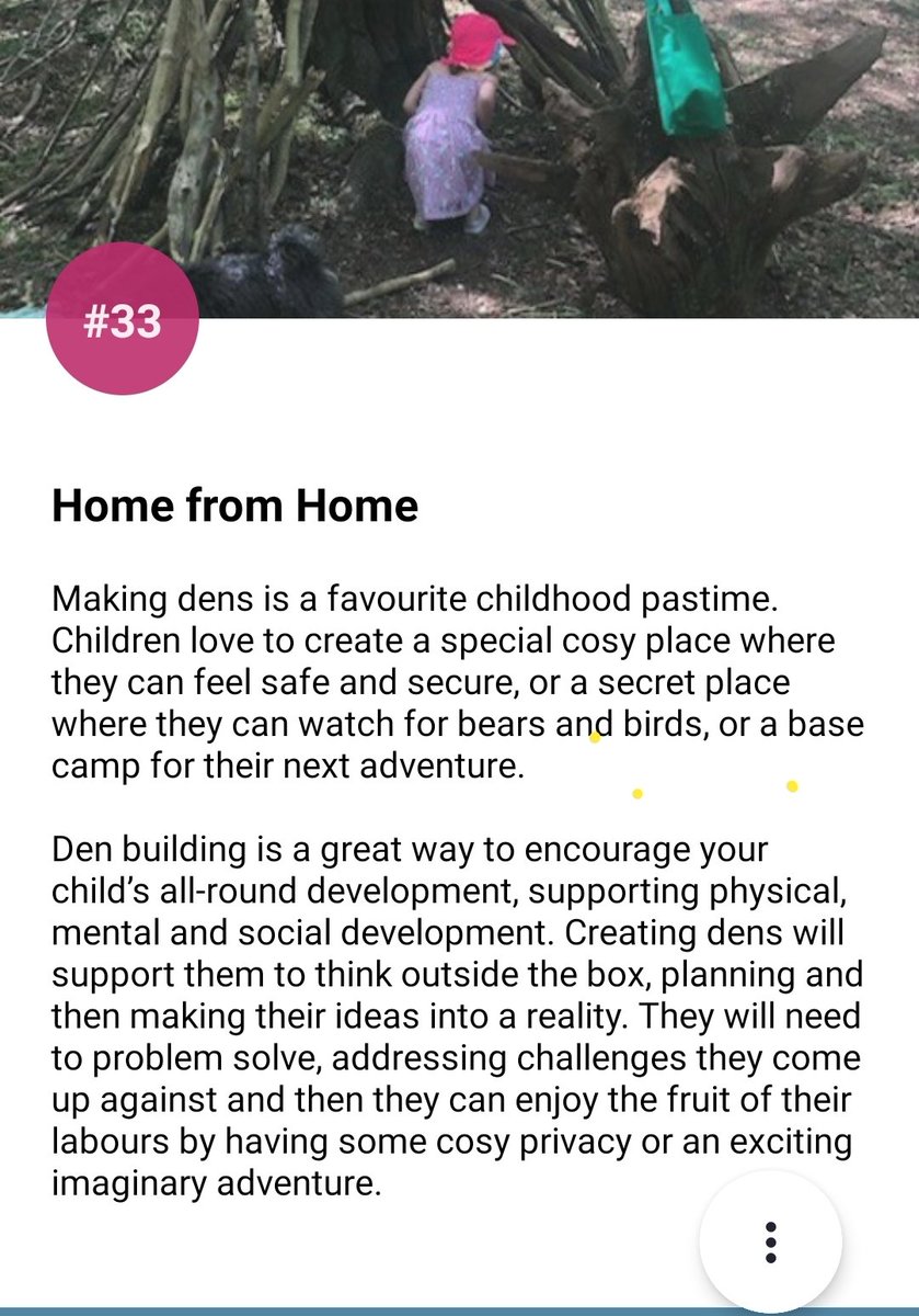 🌟 50 Things to do before you're 5!🌟 
This week we have been building dens and caves in our outdoor area, inspired by the cave in the story 'We're going on a bear hunt.' Can you have a go at making your own den either outdoors or indoors on a rainy day? ⛺ <a href="/SummerswoodPS/">Summerswood School</a>