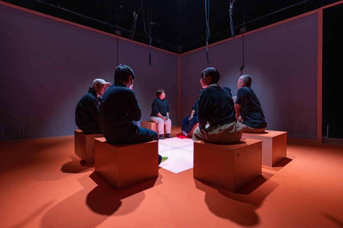 kcimc's tweet photo. new work! “unlearning language” with @laurenleemack is a one act play for four, and an interactive installation for a small group, where a futuristic AI tries to help us become more human. opening tomorrow at @ycam_jp https://t.co/wD8rK63iTk https://t.co/YQDs7ArjAg