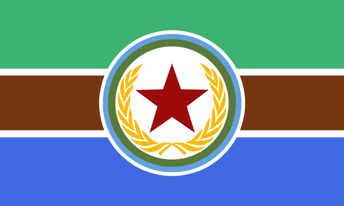 Left: Federation of Kortosh-Jusin national flag
Right: Kortosh-Jusin Federal National Defence Force war flag