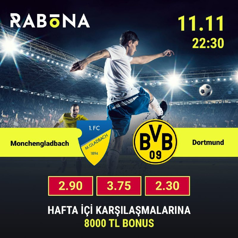 Almanya Bundesliga sahnesinde 14. hafta heyecanı başlayacak. Günün tek maçında Mönchengladbach ile Dortmund karşı karşıya gelecek.

Rabona Giriş Adresi:   bit.ly/rabonavip