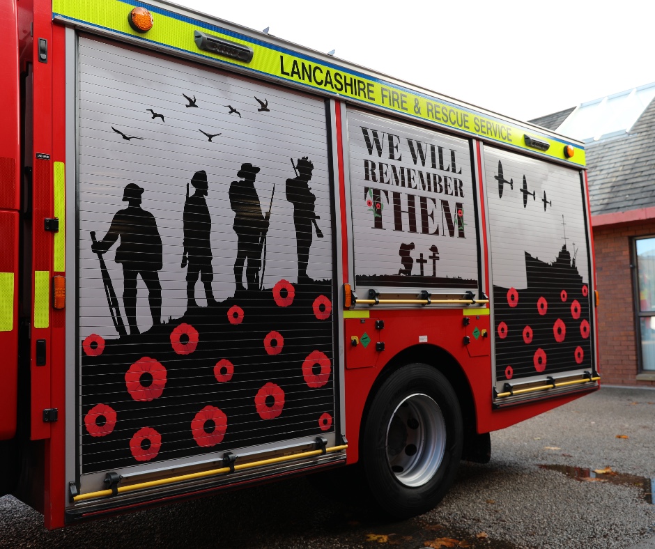 Lancashire Fire & Rescue Service (@lancashirefrs) on Twitter photo This #ArmisticeDay, our new fire engine celebrates the #ArmedForces both past and present.
We recently signed the #ArmedForcesCovenant to support our serving employees and those who are veterans.
Please join us in thanking them and remembering the fallen 🚒 This #ArmisticeDay, our new fire engine celebrates the #ArmedForces both past and present.
We recently signed the #ArmedForcesCovenant to support our serving employees and those who are veterans.
Please join us in thanking them and remembering the fallen 🚒