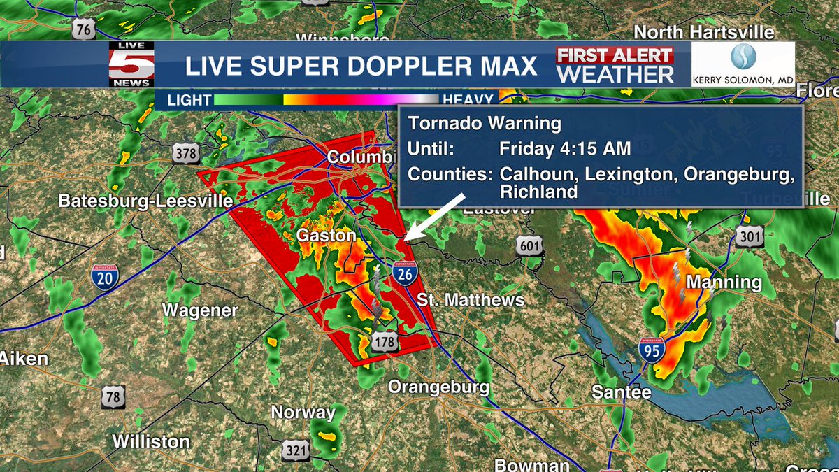 Joey Sovine Live 5 on Twitter "TORNADO WARNING in effect for parts of Calhoun, Lexington