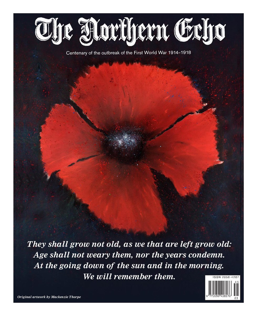 My favourite front &amp; back pages from my days at <a href="/TheNorthernEcho/">The Northern Echo</a> always come out at this time of year. First time the paper had published on a Sunday, marking the centenary of the start of World War One. I asked <a href="/artistmackenzie/">Mackenzie Thorpe</a> to help make it special. Glad I did. #remembrance