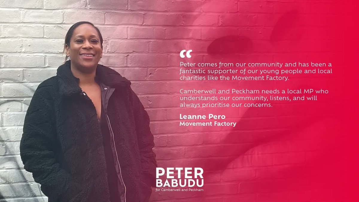 peterbabudu's tweet photo. "Peter comes from our community and has been a fantastic supporter of young people and local charities like the Movement Charity." Thank you Leanne for your endorsement for my campaign to be the next Labour candidate for @CambPeckLab @leannepero @Movementfactory #BackBabudu https://t.co/yCX5mQernV