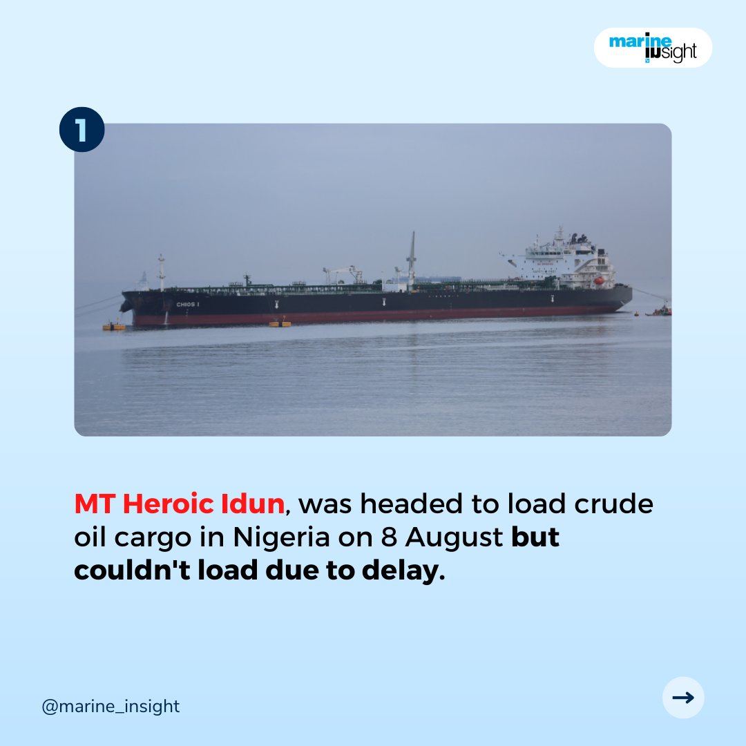MarineInsight's tweet photo. 26 crew members of tanker vessel MT Heroic Idun, have been "illegally" detained by Equatorial Guinea since 14th August.

It has been over 80 days but the crew is still held on charges of crude oil theft. https://t.co/ZSgzaY7mda