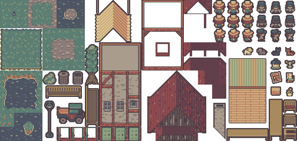 slum_berry's tweet photo. 1920s Village (and haven) Tileset! #pixelart #gameart https://t.co/8KyLW7EbJW
