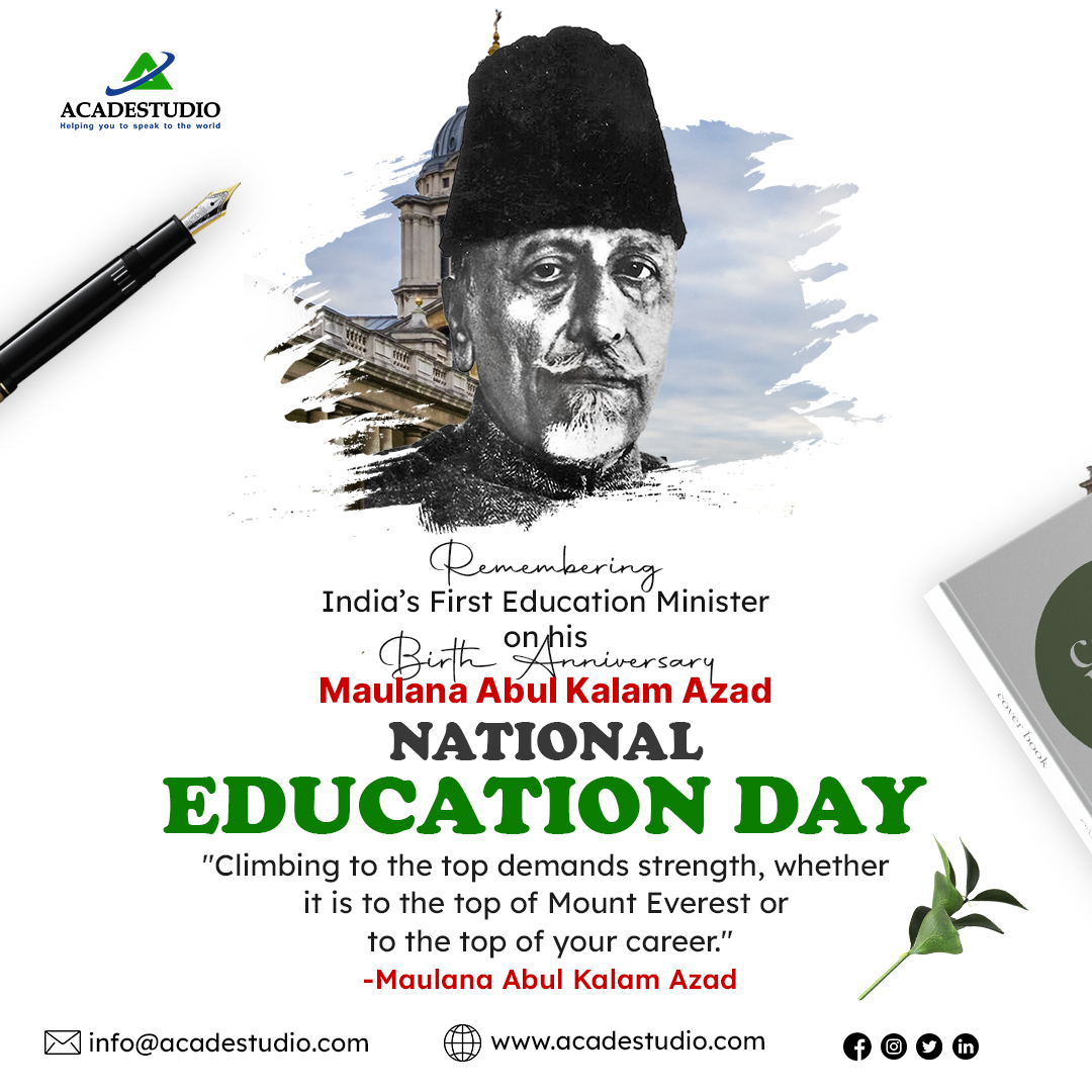 AcadeStudio's tweet photo. Remembering the First #educationminister of India, a great freedom fighter, and an eminent educationist on his #BirthAnniversary - #AbulKalamAzad . His vision for building India’s education system gave us many world-class institutions. #NationalEducationDay2022  #EducationDay2022 https://t.co/3ewoHkUHE8