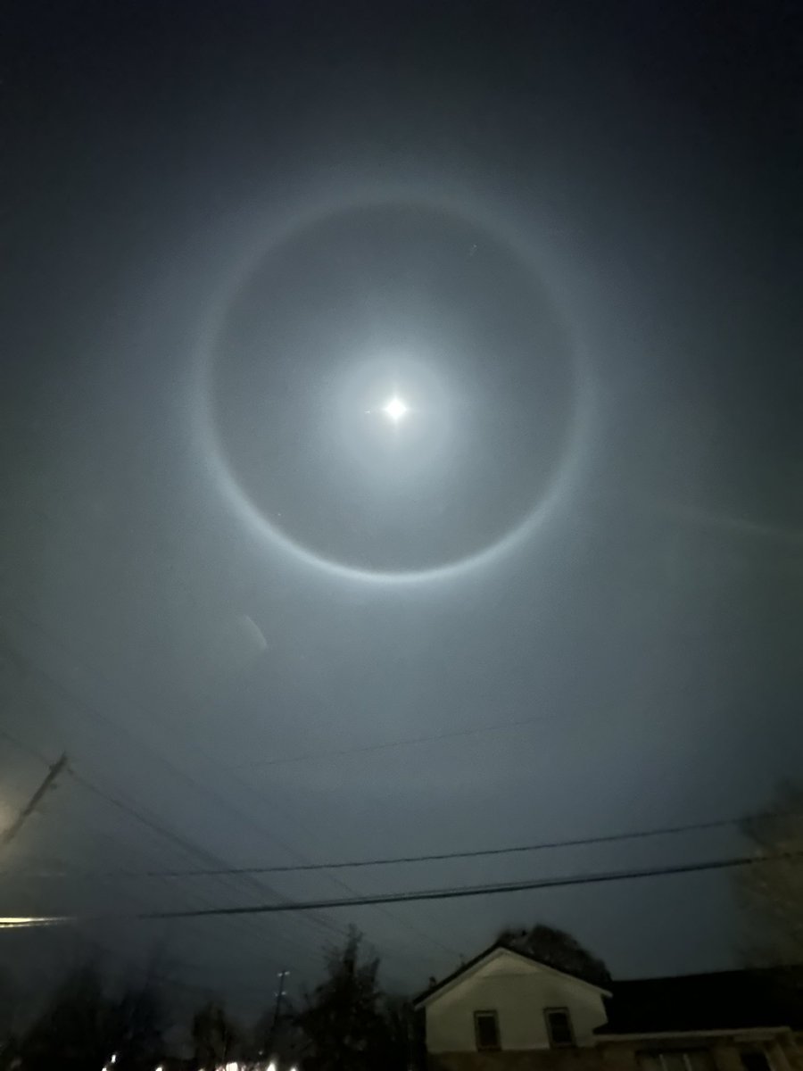 9° and 22° halos on the moon tonight, so pretty.