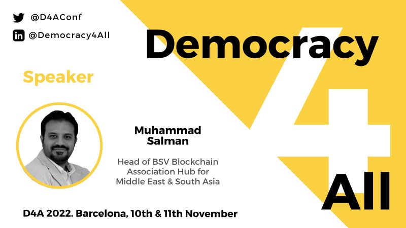 Chief Mate at @MateInvoice  | Head of <a href="/BsvHub/">BSV HUB MENA & South ASIA</a>  bsv BLOCKCHAIN Hub MENA &amp; South ASIA, Muhammad Salman Anjum <a href="/TheFeelogical/">Muhammad Salman Anjum</a>  will deliver the keynote at D4A 2022 Summit in Barcelona, Spain. 10th &amp; 11th November 2022. 

#D4All #Metaverse #InvoiceMate #MateSol #KnowYourInvoice #KYI