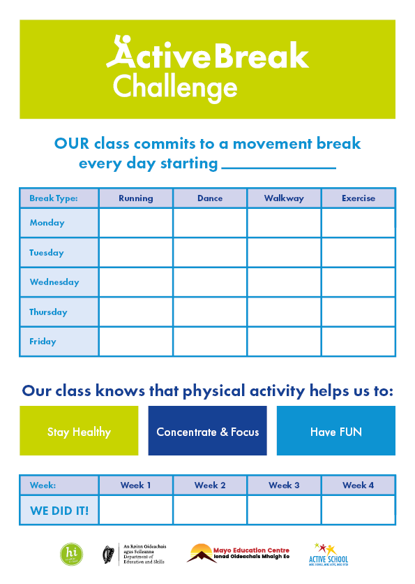 There are so many teaching. learning and wellbeing benefits to an ENERGISED school day 

Hope that your school be joining us for the 4-week <a href="/ActiveFlag/">Active School Flag</a> 'Active Break Every Day' challenge starting on Monday, November 14th?
<a href="/ActiveFlag/">Active School Flag</a> <a href="/HealthyIreland/">HealthyIreland</a> <a href="/Education_Ire/">Department of Education and Youth</a>