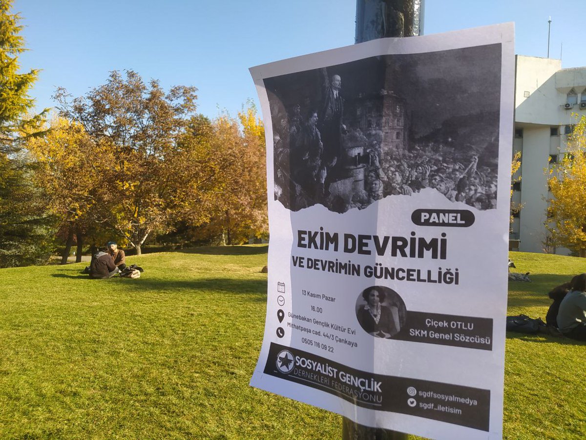 sgdf_iletisim's tweet photo. ODTÜ |

Ekim Devrimi ve Devrimin Güncelliği paneline çağrılarımız sürüyor. 13 Kasım Pazar günü devrimin güncelliğini konuşmak için @GunebakanGenc'de buluşalım. https://t.co/ewvAoz6R67