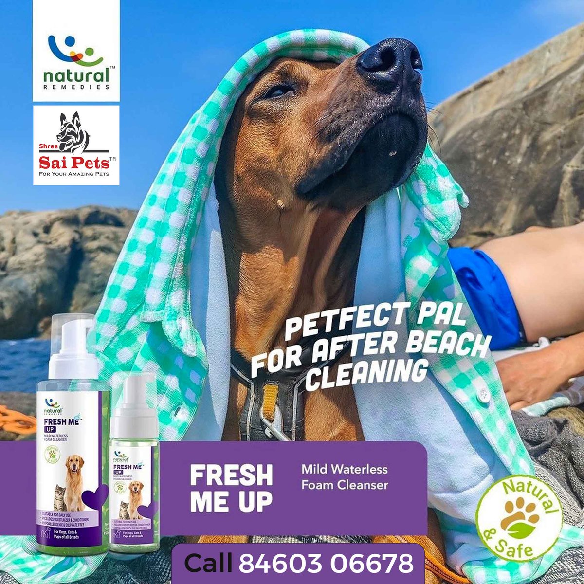 ShreeSaiPets's tweet photo. FRESH ME UP - Mild Waterless Foam Cleanser (Waterless Bath) 🐶🐱🐦

#petgroomingglove #indiandogparent #petnatural #petloversindia #doghealthcare #safeforpets #companioncare #furrybuddy #furrycommunity #happydogslife #pettreats #healthypets #ShreeSaiPets #PetProducts #PetShop https://t.co/EAfegXTbzK