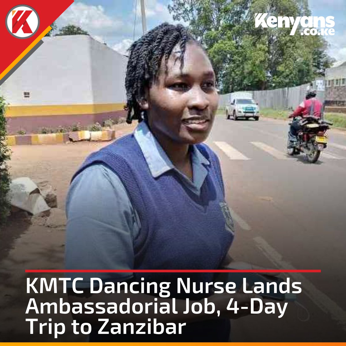 Kenyans's tweet photo. KMTC dancing nurse Lukresia Robai lands an ambassadorial job and a 4-day trip to Zanzibar https://t.co/8NkFKYHenb