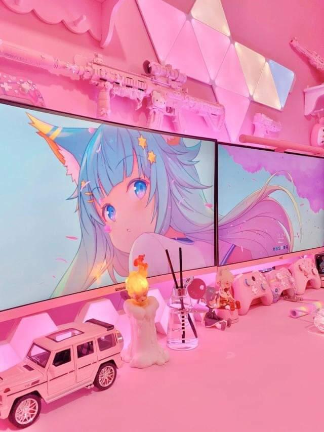 angeerkitchen's tweet photo. What is your favorite part of this pink room?🤩🤩🤩

Share your thoughts below 👇

#cute #characters #girlssetups #pink #kawaiidecor #kawaiisetup #kawaiigaming #cute #pinksetup https://t.co/k3e0D535I1