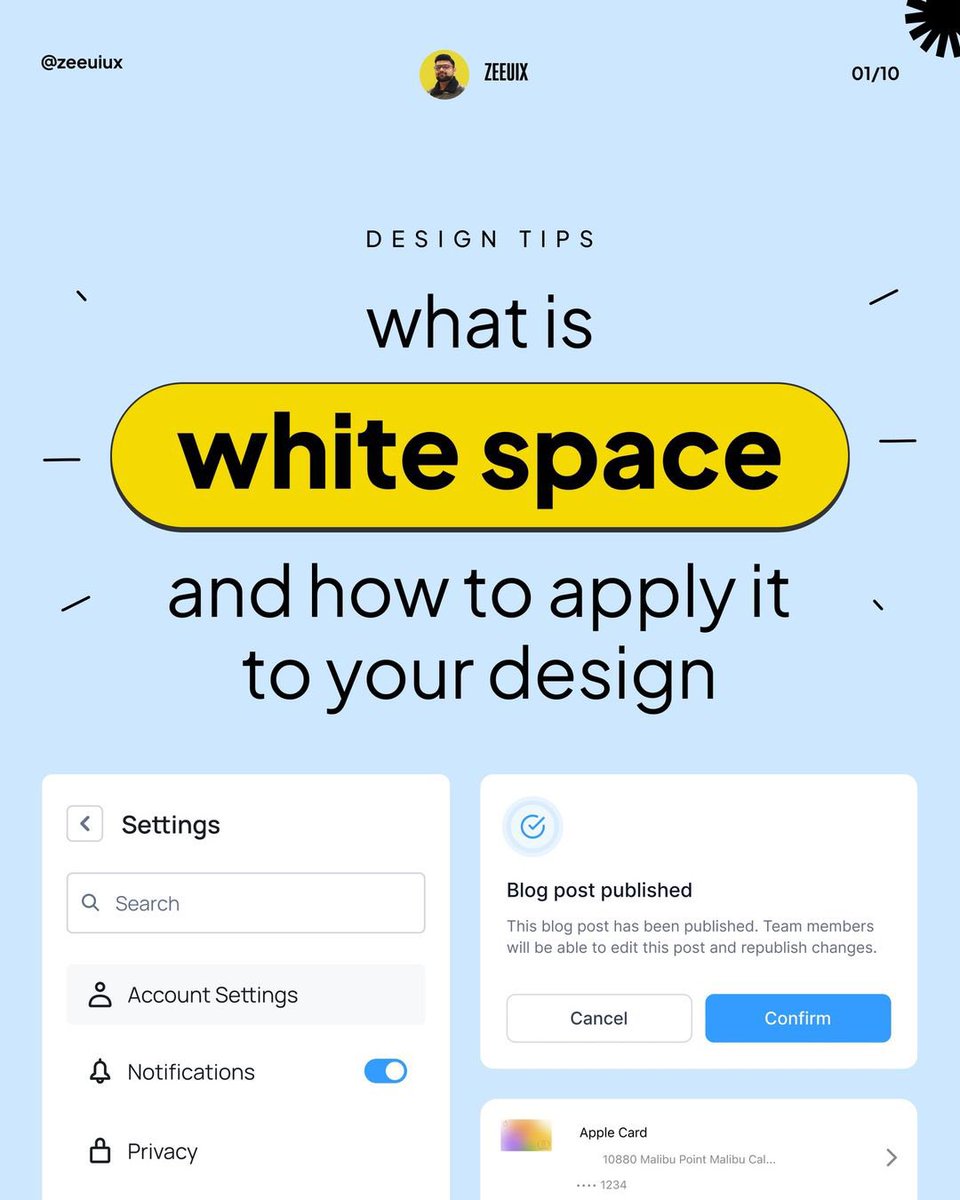 iamalexoyebade's tweet photo. Apply White Spacing to your Designs 

By @zeeuiux https://t.co/ukFv5sUxGv