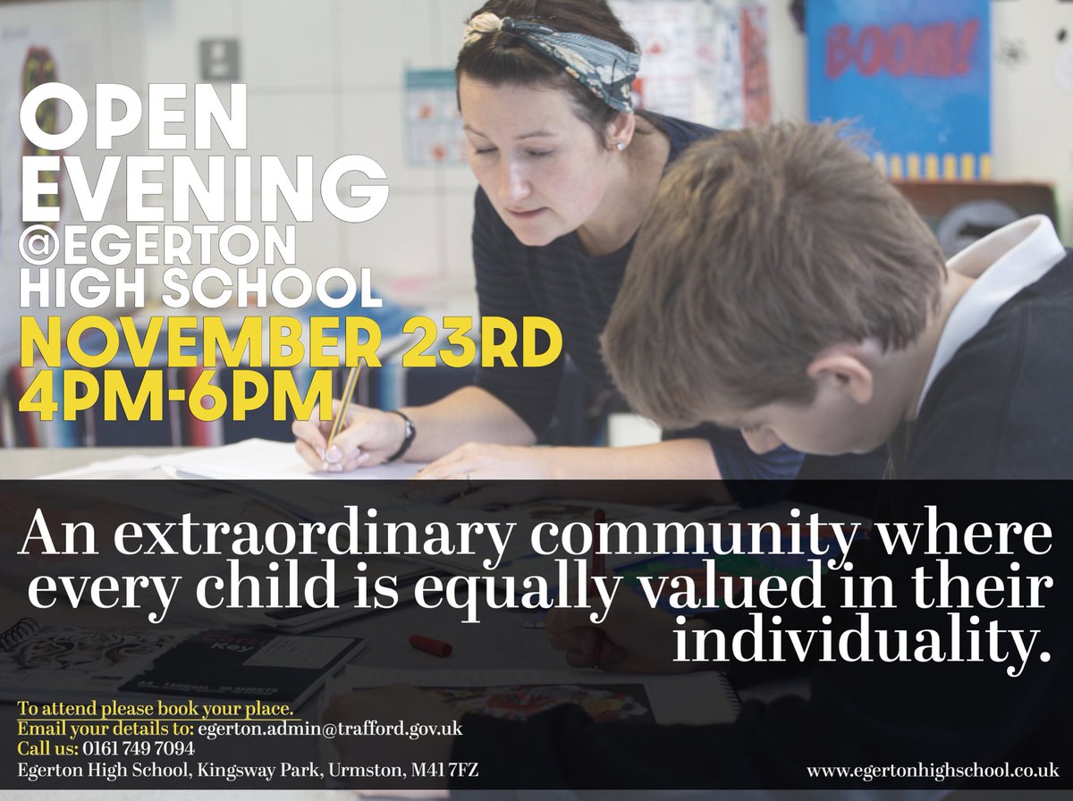 EgertonHigh's tweet photo. 🎉 Please join us at our Open Evening! Come along and find out more about our school. Meet the 👩‍🏫👨‍🏫, hear from headteacher Mr Paul Madden and ask any questions you may have. 

#openevening #semhschool https://t.co/cGOJtVhBjE