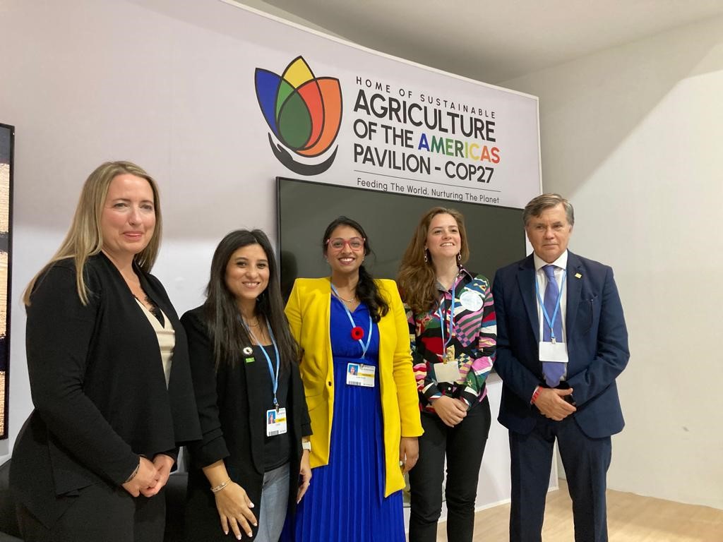 BASFAgro's tweet photo. Great exchange yesterday at #COP27 - our colleague Inji Zaki joined the discussion on the next generation of plant science innovations. Don't miss today's panel on boosting nature positive production &amp; soil health at 12 p.m GMT+2 👉https://t.co/PxM3t0r2yl  

#IICA #ClimateAction https://t.co/xI55oiTBWP
