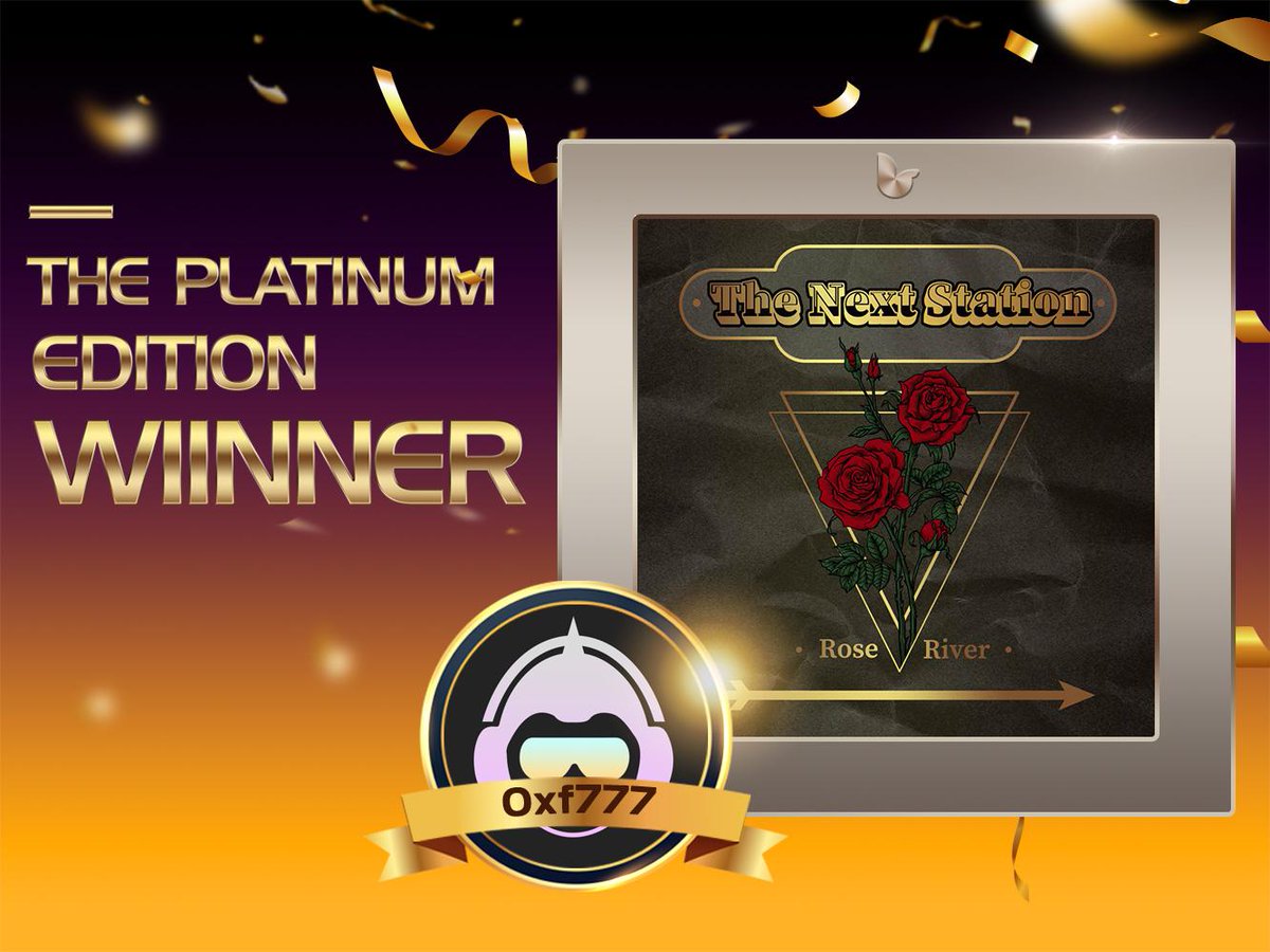 Lyrranft's tweet photo. Congratulation to 💜0xf777💜for being the Platinum Edition Winner!
#LyrraConstellation #Metaverse #Web3 #Polygon #nftcollector #nftcommunity #cryptoartist #musicnft https://t.co/CB8X3ESJwo