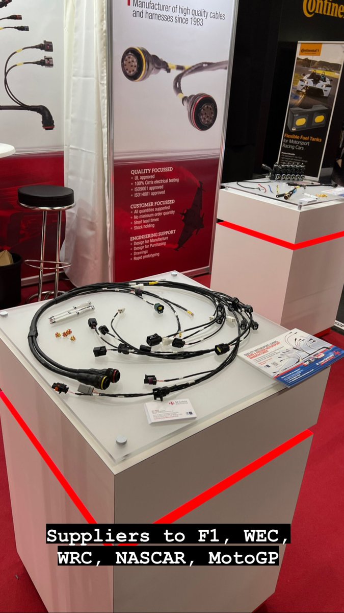 StCrossElec's tweet image. The final day of @PMWExpo here in Hall 10.1. Booth 4054. Lots of cables on display showcasing motorsport and also other industries we manufacture for. This is our 39th year of business. Come along and have a look. #PMWExpo #cableharness #cableassemblies