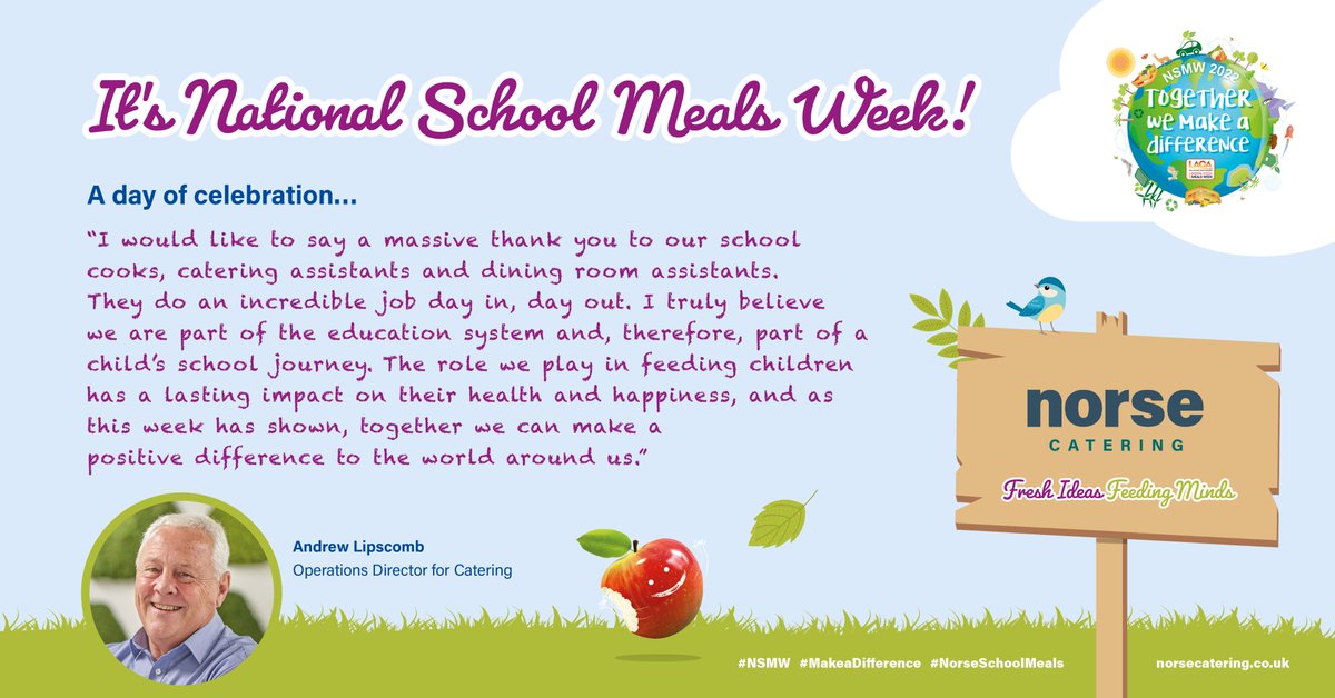 It's the fifth and final day of National School Meals Week 2022! It's been a fantastic week highlighting all the important work that goes on in our industry.
#NSMW22 #makingadifference #SchoolMeals
@NSMW @LACA_UK @AndrewLipscomb @NorseGroupLtd
