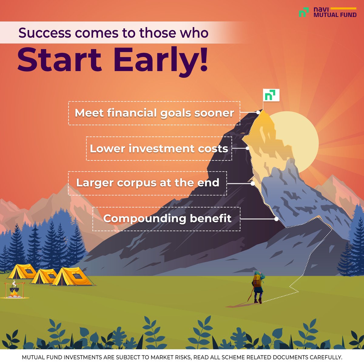 navimutualfund's tweet photo. The early bird gets the worm!
Investing is the same, the earlier you start the bigger and fatter is your worm.
May it be ₹500 or ₹5,000, the earlier you start the higher capital appreciation you can enjoy.
So what's preventing you from investing?
#Navi #NaviMF #navimutualfund https://t.co/g8cqqqwphr