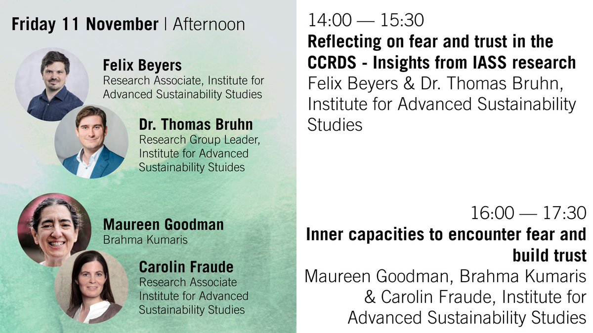Co-Creative Reflection & Dialogue Space (CCRDS) (@reflectcop) on Twitter photo Visit us at #COP27 this afternoon and learn more about fear & trust in our #CCRDS project from <a href="/BeyersFelix/">Felix Beyers</a> & <a href="/TomBruhn/">Thomas Bruhn</a>.
Also, explore our inner capacities to encounter fear and trust in our session with <a href="/EcoBrahmaKumari/">Brahma Kumaris Environment Initiative</a> & <a href="/CarolinFraude/">Carolin Fraude</a>.
#ReflectCOP Visit us at #COP27 this afternoon and learn more about fear & trust in our #CCRDS project from <a href="/BeyersFelix/">Felix Beyers</a> & <a href="/TomBruhn/">Thomas Bruhn</a>.
Also, explore our inner capacities to encounter fear and trust in our session with <a href="/EcoBrahmaKumari/">Brahma Kumaris Environment Initiative</a> & <a href="/CarolinFraude/">Carolin Fraude</a>.
#ReflectCOP