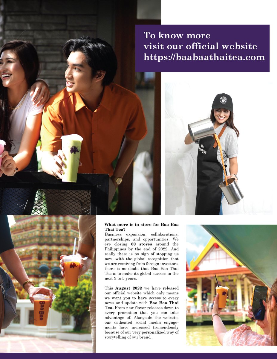 Be inspired the story of Baa Baa Thai Tea by reading their article entitled "Baa Baa Thai Tea is leading the race in serving authentic Thai milk tea in the Philippines".

Happy Weekend Everyone and enjoy reading!

#baabaathaitea
#franchisingphmagazine
#franchise