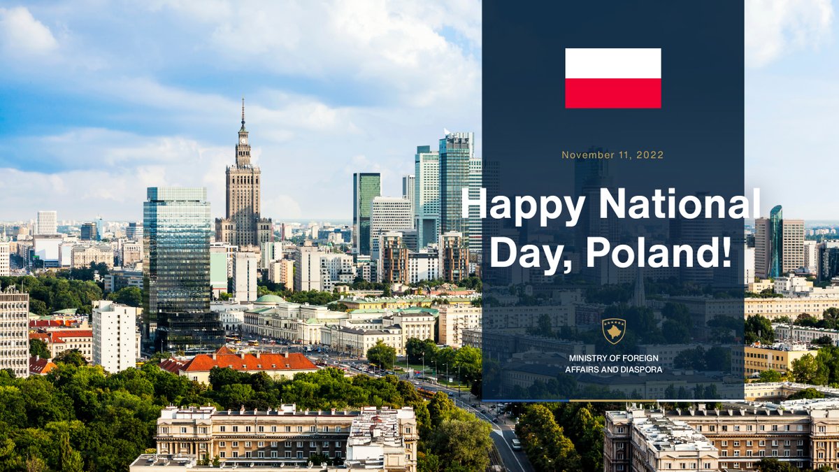 Warmest congratulation and best wishes to the great nation of Poland on its National Independence Day! Poland is an example of resilience and success of will throughout history. 🇽🇰 and 🇵🇱 share the same core European values and the readiness to stand up for them.