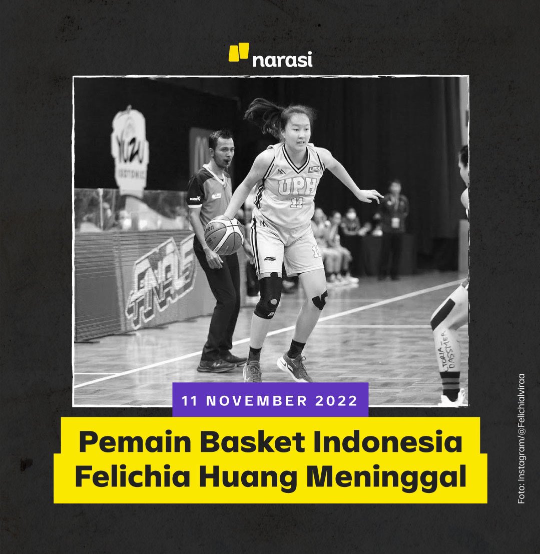 NarasiNewsroom's tweet photo. Pebasket muda tanah air, Felichia Huang Alvira meninggal, Jumat (11/11/2022), setelah mengalami kecelakaan tunggal di jalan tol.

| Narasi Daily https://t.co/xJuAvNNp1v
