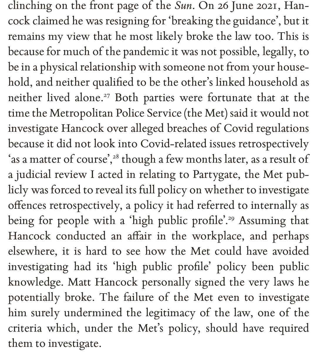 AdamWagner1's tweet image. On Matt Hancock being told him breaking rules was a "slap in the face"

This is from my book #EmergencyState: Hancock was very lucky not to be investigated by the police, and should have been based on the Met's policy (which was secret at the time)

bbc.co.uk/news/entertain…
