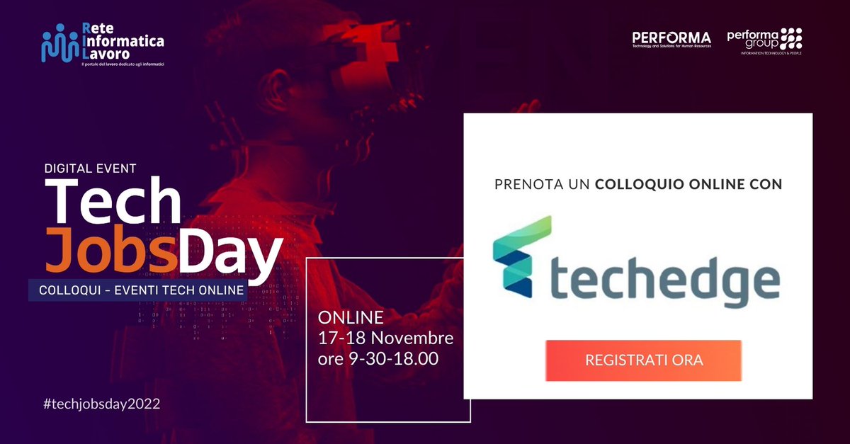 Reteinformatica's tweet image. Al #techjobsday2022 incontra il team #HR di  @techedgegroup  ✅ Scopri le posizioni aperte.✅
📌Registrati al talk "Modernization with #AzureDevOps  DevOps approach" ⏰18 novembre ore 10.00. 
Registrati ora: bit.ly/31uOl5P

#abap #sap #lavoro #ICT