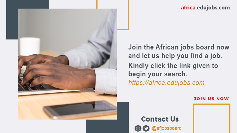 afjobsboard's tweet photo. Join the African Jobs Board now and let us help you find a job in academia. Kindly click the link given to begin your search.....https://t.co/mCuOkIWBWG 
#jobs #academicjobs #nonacademicjobs #jobsearch #execllence #worksmart #workhappy https://t.co/sq1aImcv7M