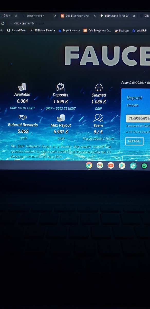 DerrekDominguez's tweet photo. Another $260 into the ecosystem, split evenly between The Faucet and $DRIP Garden! 44 more $DRIP to put me at 1899 $DRIP and 19.18 $DRIP/$BUSD LP's putting me at 5.5 mil plants!! #DRIPNetwork #StayHighStayHydrated #DRIPGarden #DRIPDID #FOREXDID #MoneyWhileYouSleep https://t.co/oYY6mXae0j