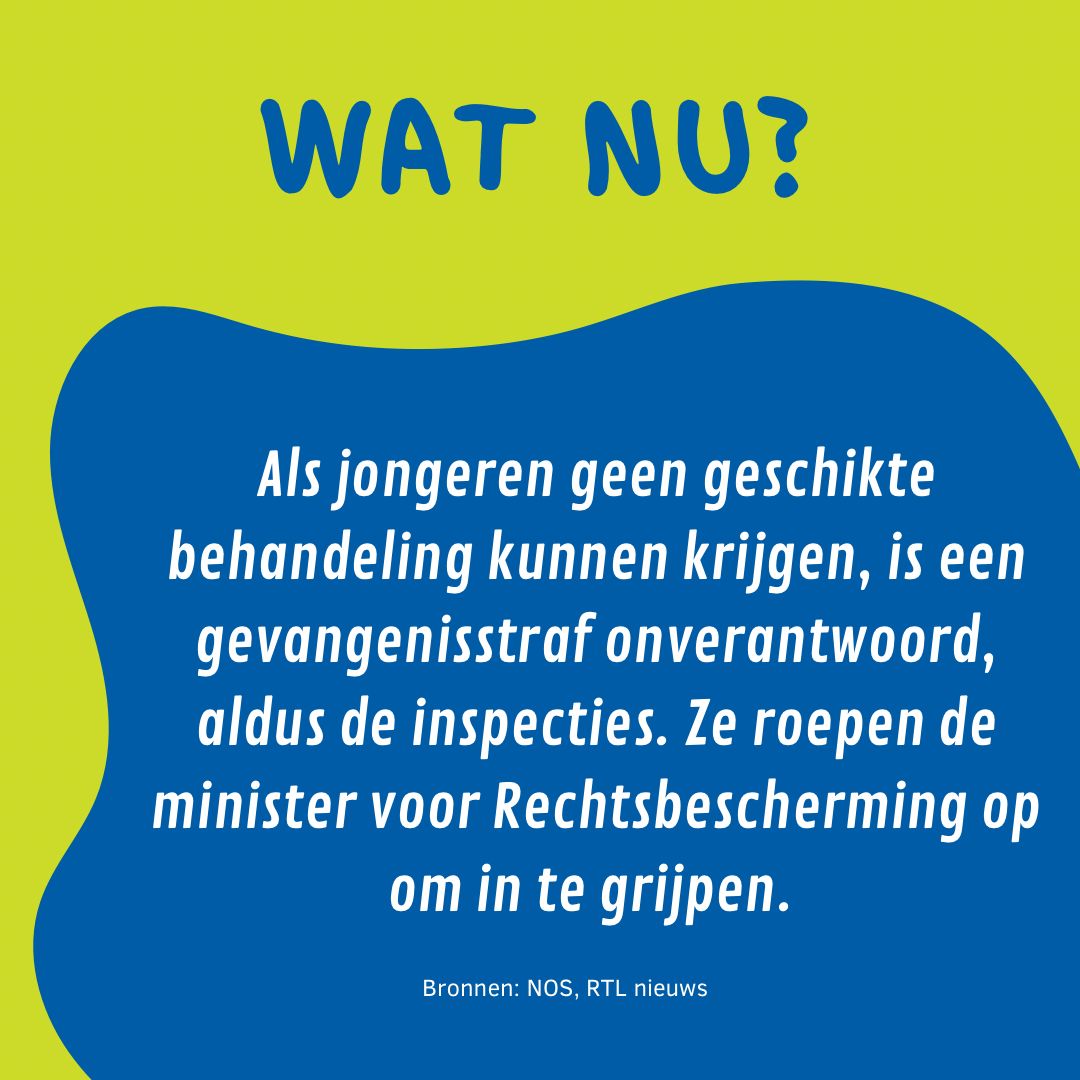 Jongeren die worden opgesloten in jeugdgevangenissen krijgen nauwelijks passende begeleiding en behandeling.

Nu roepen ook de toezichthoudende inspecties minister <a href="/francweerwind/">Franc M. Weerwind</a> op direct in te grijpen.

(Volg ExpEx op Insta voor onze themamaand hierover instagram.com/ExpEx_nl)
